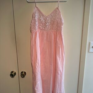 Pink Blush Light Pink Floral Crochet Contrast Maternity Dress